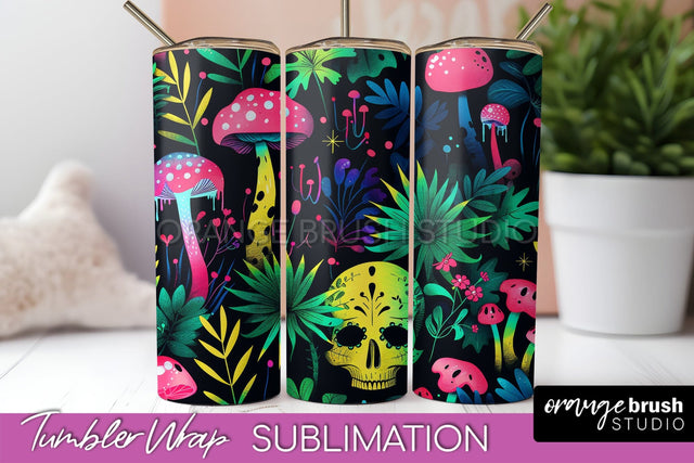 Neon Halloween Tumbler Wrap - Spooky Tumbler Sublimation Sublimation OrangeBrushStudio 