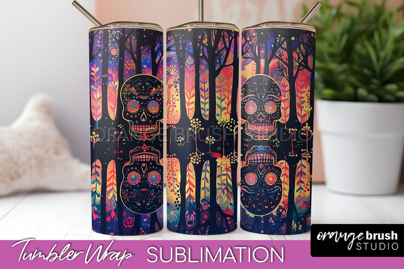 Neon Halloween Tumbler Wrap - Spooky Tumbler Sublimation Sublimation OrangeBrushStudio 