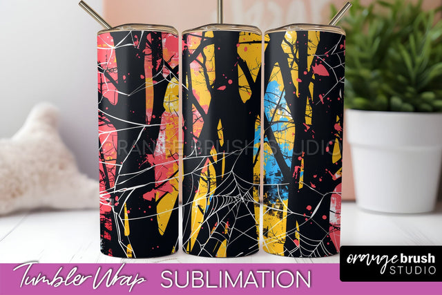 Neon Halloween Tumbler Wrap - Spooky Tumbler Sublimation Sublimation OrangeBrushStudio 