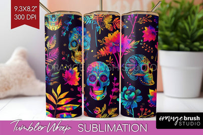 Neon Halloween Tumbler Wrap - Spooky Tumbler Sublimation Sublimation OrangeBrushStudio 