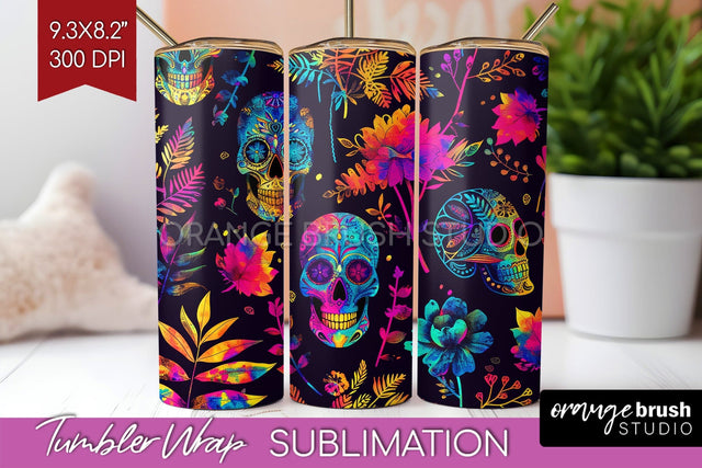 Neon Halloween Tumbler Wrap - Spooky Tumbler Sublimation Sublimation OrangeBrushStudio 