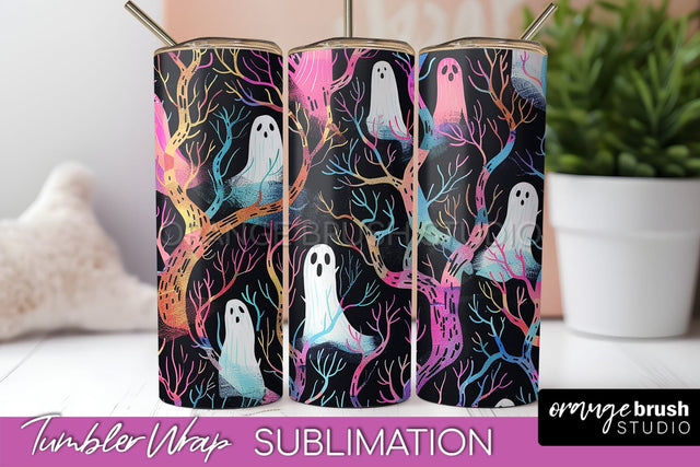 Neon Halloween Tumbler Wrap - Spooky Tumbler Sublimation Sublimation OrangeBrushStudio 