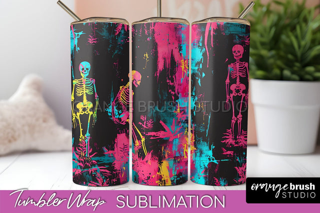 Neon Halloween Tumbler Wrap - Spooky Tumbler Sublimation Sublimation OrangeBrushStudio 