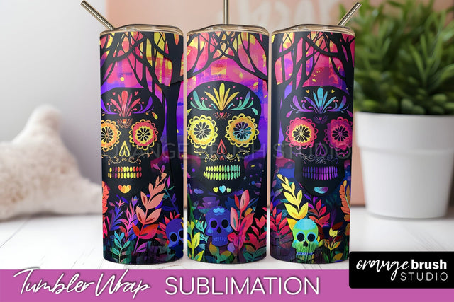 Neon Halloween Tumbler Wrap - Spooky Tumbler Sublimation Sublimation OrangeBrushStudio 