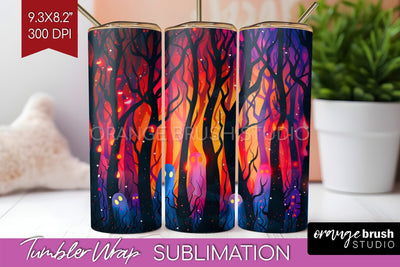 Neon Halloween Tumbler Wrap - Spooky Tumbler Sublimation Sublimation OrangeBrushStudio 