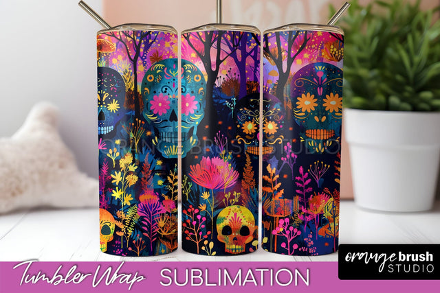 Neon Halloween Tumbler Wrap - Spooky Tumbler Sublimation Sublimation OrangeBrushStudio 