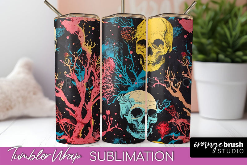 Neon Halloween Tumbler Wrap - Spooky Tumbler Sublimation Sublimation OrangeBrushStudio 