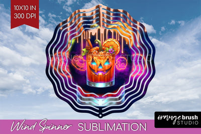Neon Halloween Wind Spinner PNG - Cocktail Wine Sublimation Sublimation OrangeBrushStudio 