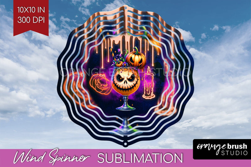 Neon Halloween Wind Spinner PNG - Cocktail Wine Sublimation Sublimation OrangeBrushStudio 