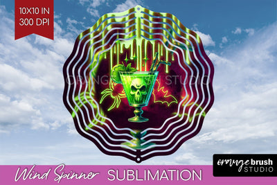 Neon Halloween Wind Spinner PNG - Cocktail Wine Sublimation Sublimation OrangeBrushStudio 