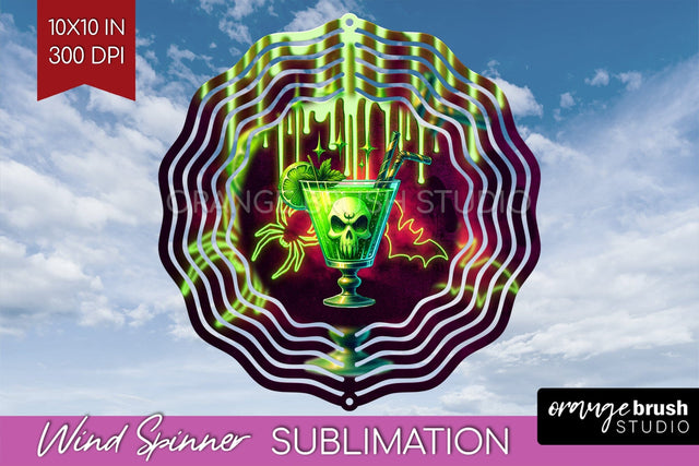 Neon Halloween Wind Spinner PNG - Cocktail Wine Sublimation Sublimation OrangeBrushStudio 