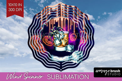 Neon Halloween Wind Spinner PNG - Cocktail Wine Sublimation Sublimation OrangeBrushStudio 