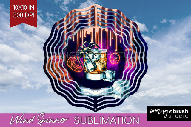 Neon Halloween Wind Spinner PNG - Cocktail Wine Sublimation Sublimation OrangeBrushStudio 