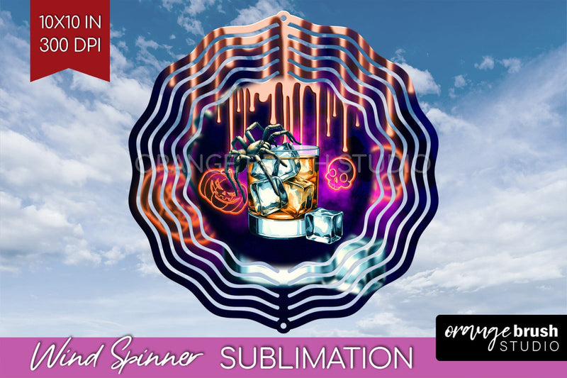 Neon Halloween Wind Spinner PNG - Cocktail Wine Sublimation Sublimation OrangeBrushStudio 