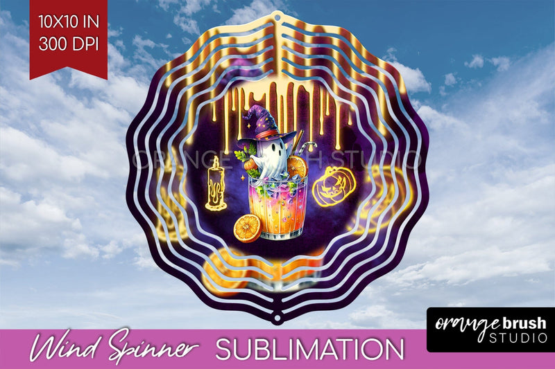 Neon Halloween Wind Spinner PNG - Cocktail Wine Sublimation Sublimation OrangeBrushStudio 