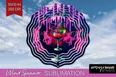 Neon Halloween Wind Spinner PNG - Cocktail Wine Sublimation Sublimation OrangeBrushStudio 