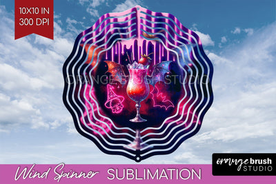 Neon Halloween Wind Spinner PNG - Cocktail Wine Sublimation Sublimation OrangeBrushStudio 