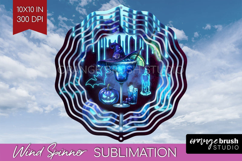 Neon Halloween Wind Spinner PNG - Cocktail Wine Sublimation Sublimation OrangeBrushStudio 