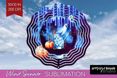 Neon Halloween Wind Spinner PNG - Cocktail Wine Sublimation Sublimation OrangeBrushStudio 