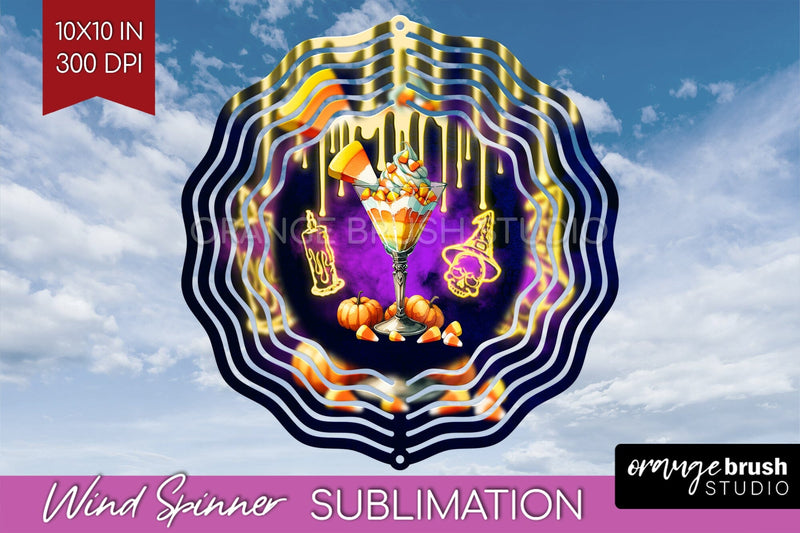 Neon Halloween Wind Spinner PNG - Cocktail Wine Sublimation Sublimation OrangeBrushStudio 