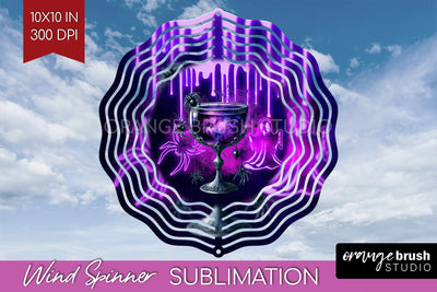 Neon Halloween Wind Spinner PNG - Cocktail Wine Sublimation Sublimation OrangeBrushStudio 