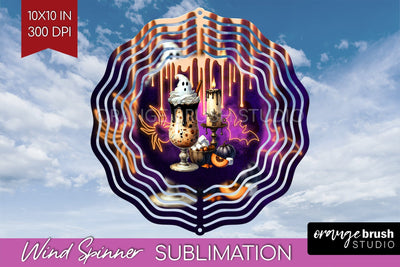 Neon Halloween Wind Spinner PNG - Cocktail Wine Sublimation Sublimation OrangeBrushStudio 