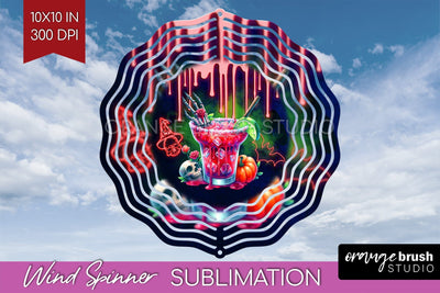 Neon Halloween Wind Spinner PNG - Cocktail Wine Sublimation Sublimation OrangeBrushStudio 