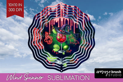 Neon Halloween Wind Spinner PNG - Cocktail Wine Sublimation Sublimation OrangeBrushStudio 