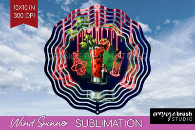 Neon Halloween Wind Spinner PNG - Cocktail Wine Sublimation Sublimation OrangeBrushStudio 