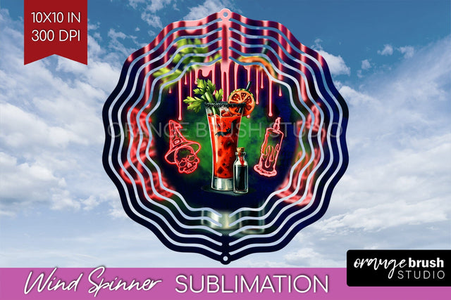 Neon Halloween Wind Spinner PNG - Cocktail Wine Sublimation Sublimation OrangeBrushStudio 