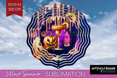Neon Halloween Wind Spinner PNG - Cocktail Wine Sublimation Sublimation OrangeBrushStudio 