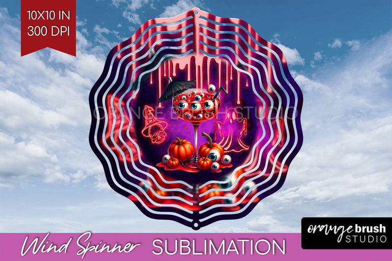 Neon Halloween Wind Spinner PNG - Cocktail Wine Sublimation Sublimation OrangeBrushStudio 