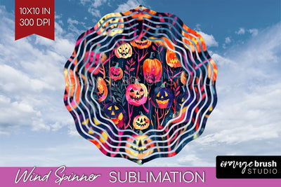 Neon Halloween Wind Spinner, Spooky Wind Spinner Sublimation Sublimation OrangeBrushStudio 
