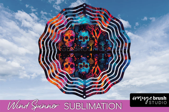 Neon Halloween Wind Spinner, Spooky Wind Spinner Sublimation Sublimation OrangeBrushStudio 