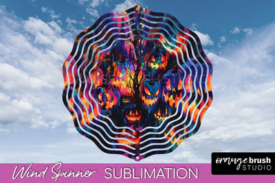 Neon Halloween Wind Spinner, Spooky Wind Spinner Sublimation Sublimation OrangeBrushStudio 