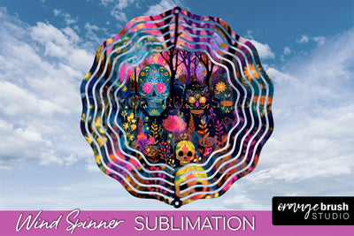 Neon Halloween Wind Spinner, Spooky Wind Spinner Sublimation Sublimation OrangeBrushStudio 