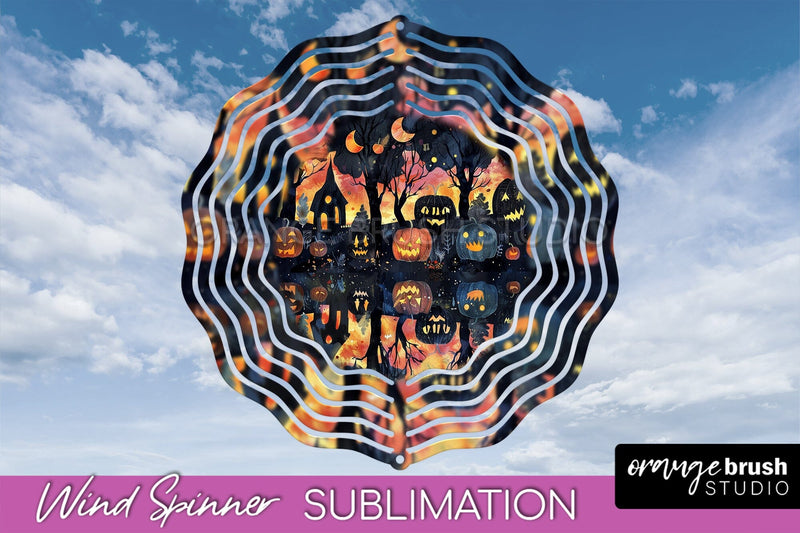Neon Halloween Wind Spinner, Spooky Wind Spinner Sublimation Sublimation OrangeBrushStudio 