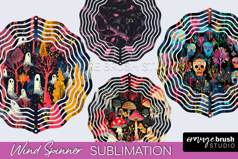 Neon Halloween Wind Spinner, Spooky Wind Spinner Sublimation Sublimation OrangeBrushStudio 