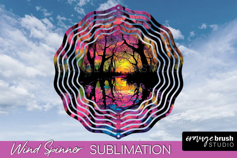 Neon Halloween Wind Spinner, Spooky Wind Spinner Sublimation Sublimation OrangeBrushStudio 