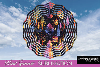 Neon Halloween Wind Spinner, Spooky Wind Spinner Sublimation Sublimation OrangeBrushStudio 