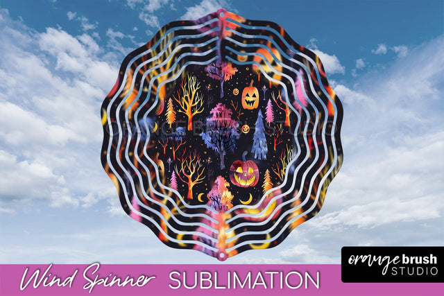 Neon Halloween Wind Spinner, Spooky Wind Spinner Sublimation Sublimation OrangeBrushStudio 