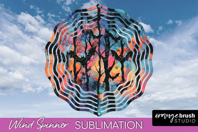 Neon Halloween Wind Spinner, Spooky Wind Spinner Sublimation Sublimation OrangeBrushStudio 