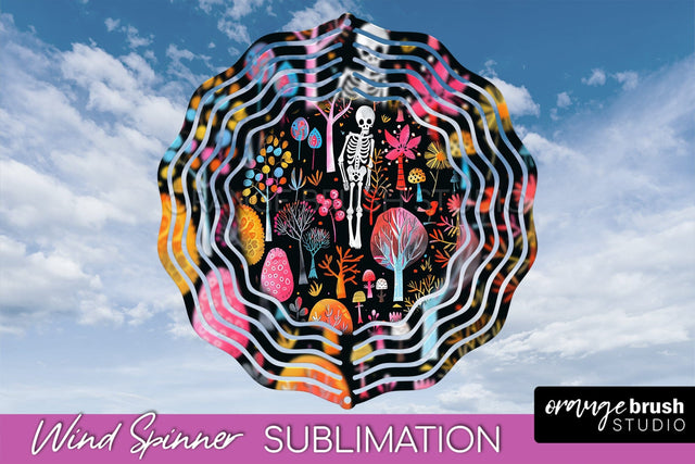 Neon Halloween Wind Spinner, Spooky Wind Spinner Sublimation Sublimation OrangeBrushStudio 