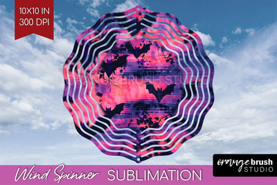 Neon Halloween Wind Spinner, Spooky Wind Spinner Sublimation Sublimation OrangeBrushStudio 