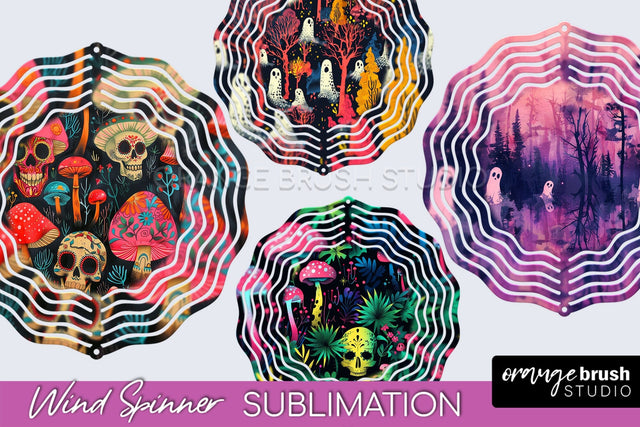 Neon Halloween Wind Spinner, Spooky Wind Spinner Sublimation Sublimation OrangeBrushStudio 