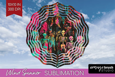 Neon Halloween Wind Spinner, Spooky Wind Spinner Sublimation Sublimation OrangeBrushStudio 