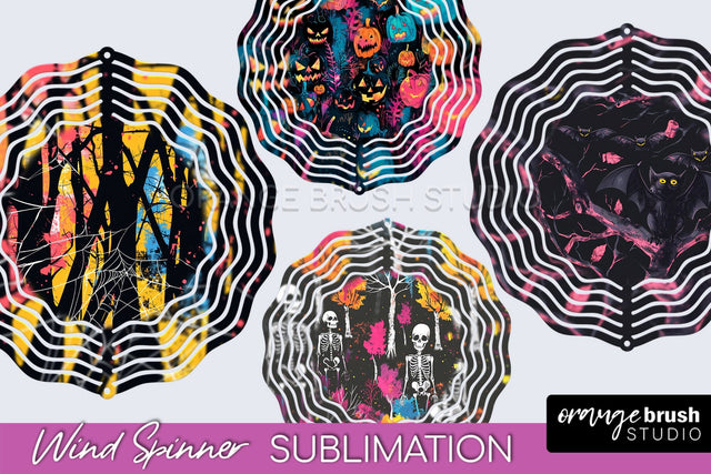 Neon Halloween Wind Spinner, Spooky Wind Spinner Sublimation Sublimation OrangeBrushStudio 