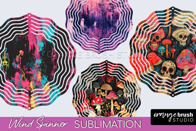 Neon Halloween Wind Spinner, Spooky Wind Spinner Sublimation Sublimation OrangeBrushStudio 