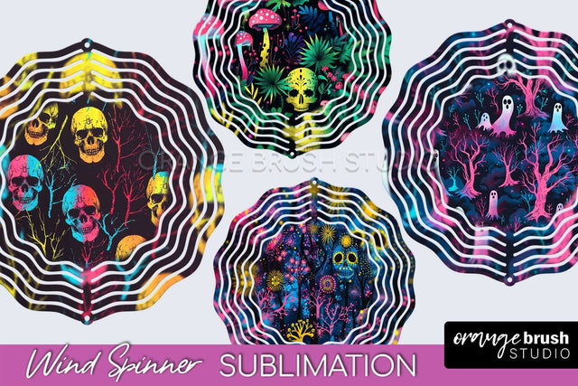 Neon Halloween Wind Spinner, Spooky Wind Spinner Sublimation Sublimation OrangeBrushStudio 