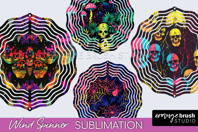 Neon Halloween Wind Spinner, Spooky Wind Spinner Sublimation Sublimation OrangeBrushStudio 